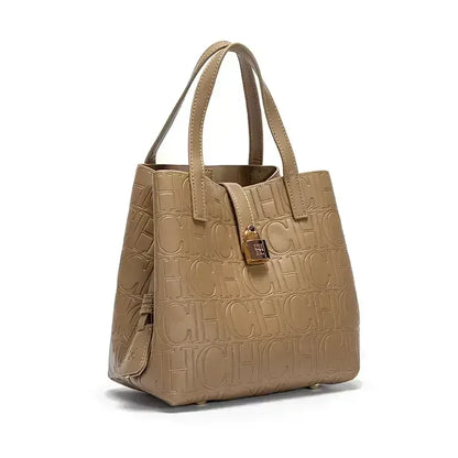 CH Large Capacity Handbag Luxury Brand Temperament Letter Print with Lock Design 2025 Trendy Women's Crossbody Bag - BeeTrendyShop.COM