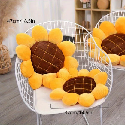Sunflower Plush Decorative Cushion – Soft Round Pillow for Sofa, Office & Car | 34, 40, 50 & 70cm