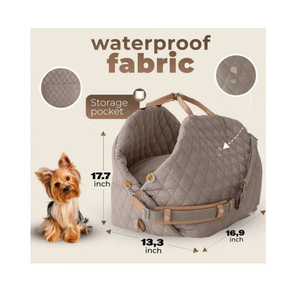 Luxury Pet Carrier Handbag & Car Seat Booster – 3-in-1 Washable Travel Bag for Small Dogs & Cats
