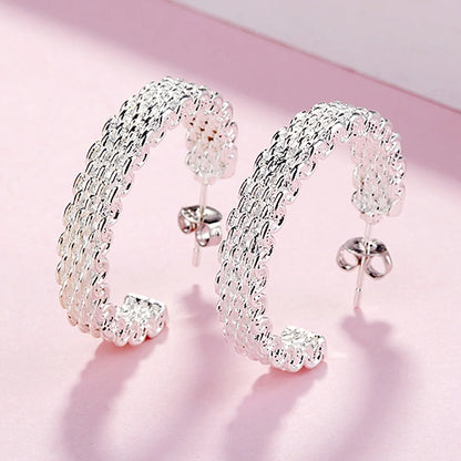 925 Sterling Silver Charm Stud Earrings – Trendy All-Match Party Jewelry for Women