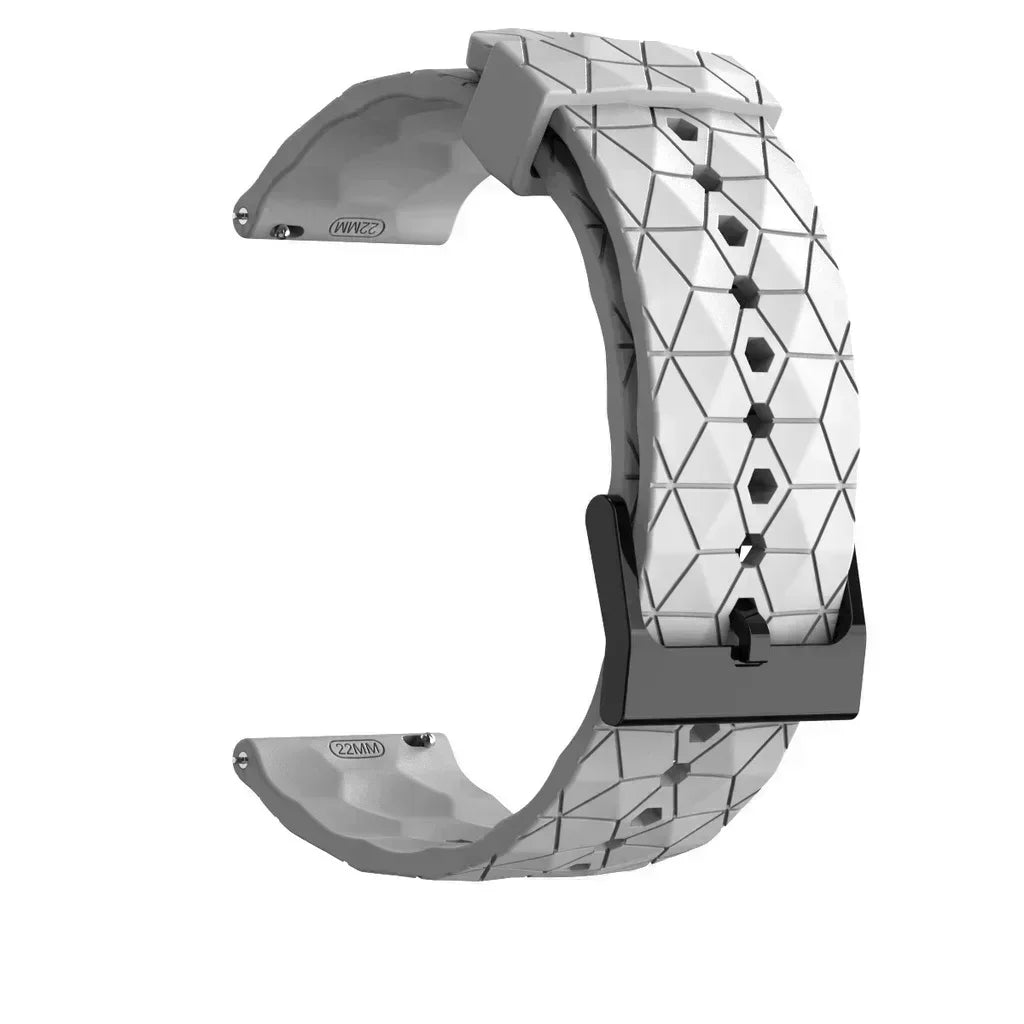 Geometric patterned watch strap on a white background