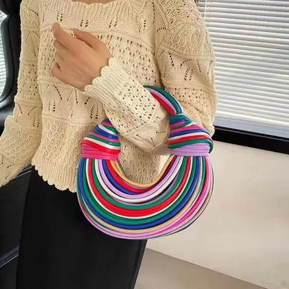 Handbags for Women 2025 New Gold Luxury Designer Brand Handwoven Noodle Bags Rope Knotted Pulled Hobo Silver Evening Clutch Chic - BeeTrendyShop.COM