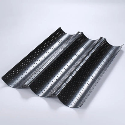 French Baguette Baking Pan – Non-Stick Wavy Bread Mold for Oven & Toaster