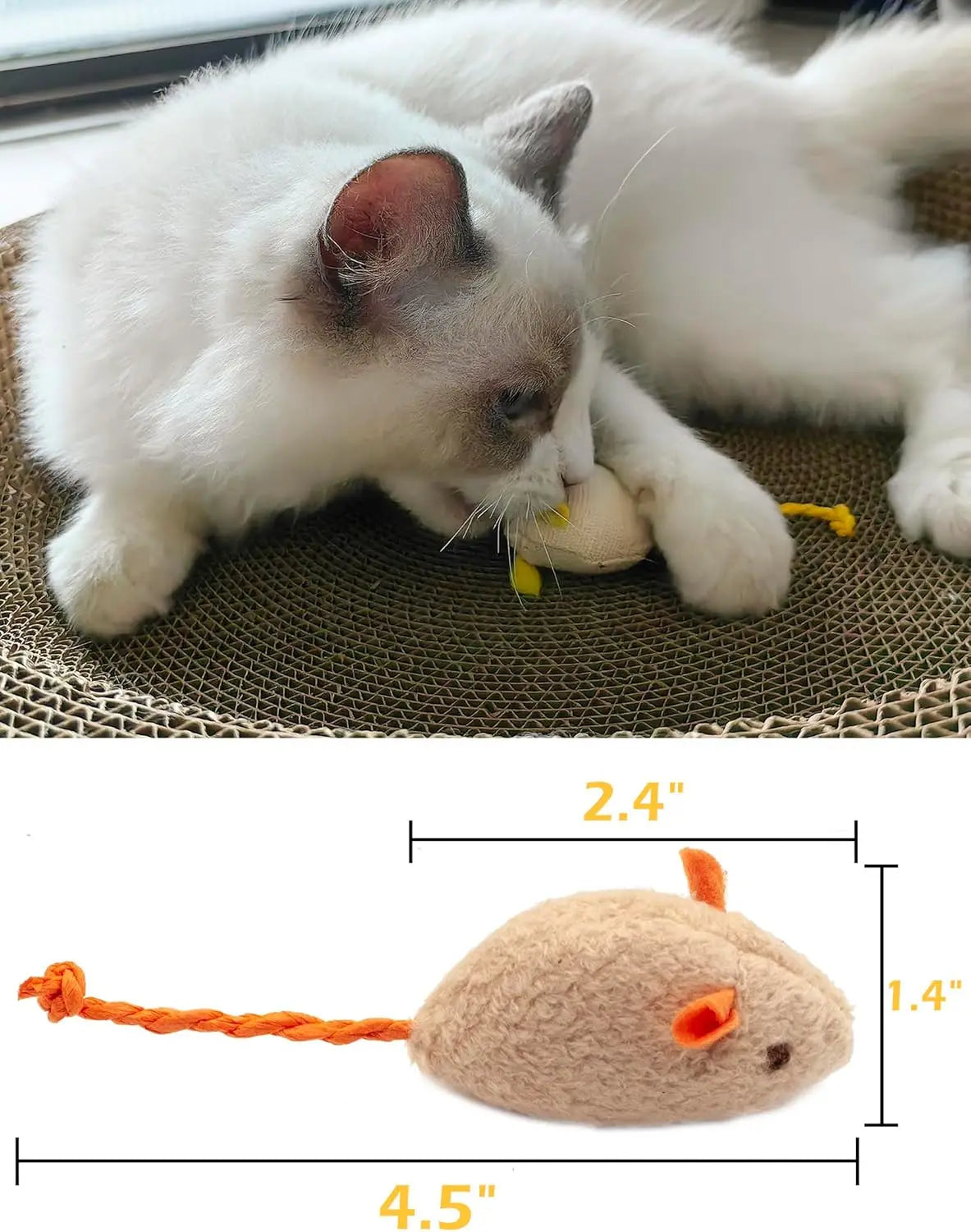 Catnip-Infused Mouse Toys - 3-Pack Faux Fur Interactive Cat Toys with Rattle