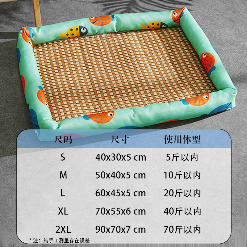 Breathable Rattan Cooling Mat - Summer Pet Bed for Dogs & Cats
