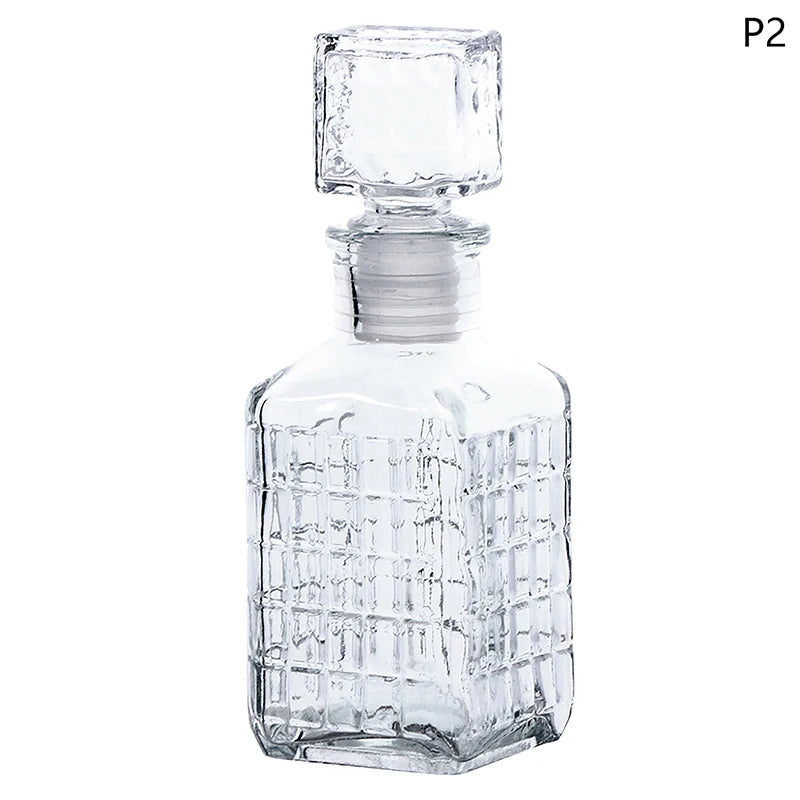 Mini Whiskey Decanter Bottle – 100/150ml Crystal Glass with 3D Carved Cap