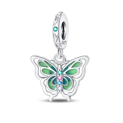 925 Sterling Silver Colorful Butterfly & Insect Zircon Charm Bead – DIY Jewelry