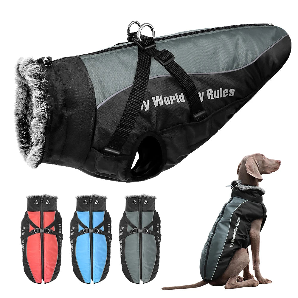 All-Weather Harness Dog Coat - Waterproof Winter Vest for Large Breeds - BeeTrendyShop.COM