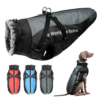 All-Weather Harness Dog Coat - Waterproof Winter Vest for Large Breeds - BeeTrendyShop.COM
