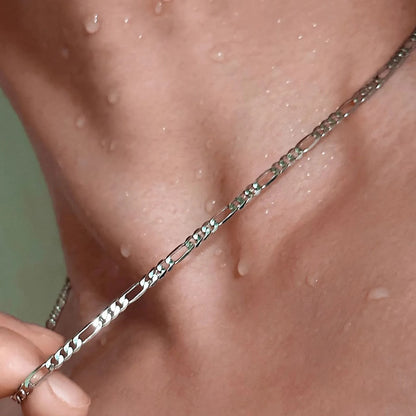 925 Sterling Silver 4mm Chain Necklace & Bracelet Set – Unisex Fine Jewelry