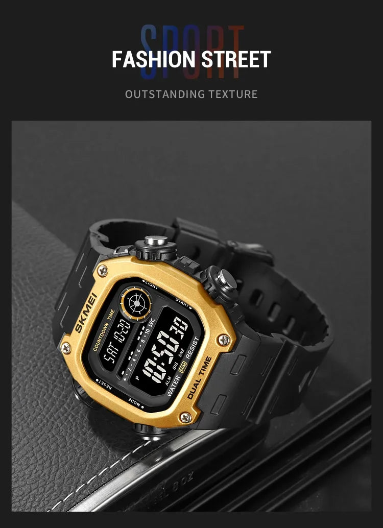 SKMEI 2126 Digital Countdown Sports Watches for Men LED Display Waterproof Stopwatch Mens Wristwatch Alarm Clock montre homme - BeeTrendyShop.COM