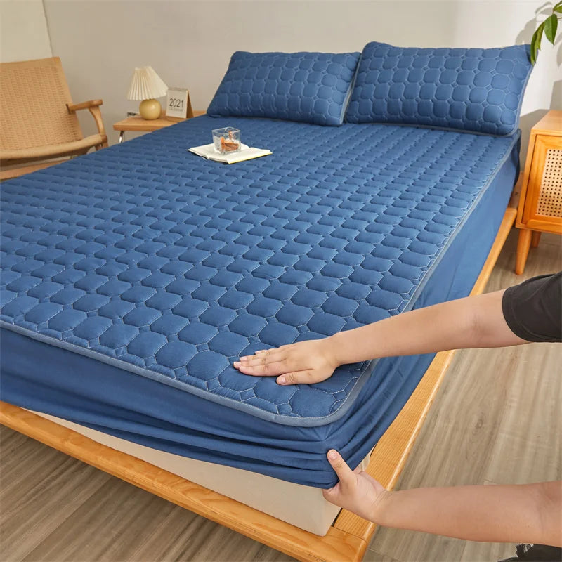 Couple Double Elastic Fitted Bed Sheet – Mattress Cover 140/160x200 Queen Size Bed Linen
