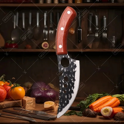 WXCOO Hand Forged Butcher Knife – High Carbon Steel BBQ & Meat Cutting Chef Knife