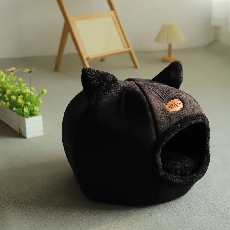Winter Cozy Cave Bed - Deep Sleep Pet Nest for Cats and Small Dogs