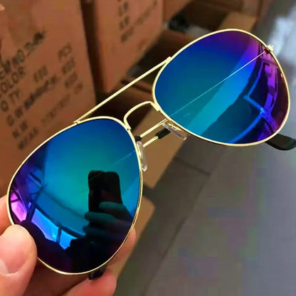 MOONBIFFY Pilot Round Sunglasses – Gradient Mirror UV400 for Men & Women