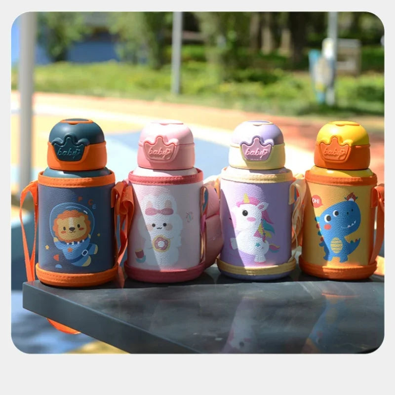 Kids Thermos Bottle with Straw – Stainless Steel Children’s Thermal Water Cup