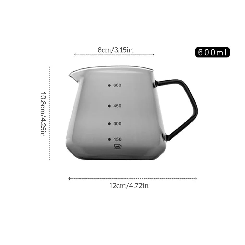 Glass Coffee Server 600ml Reusable Iced Tea Drink Pour Over Brewing Drip Household Camp Pot Drinkware Accessories