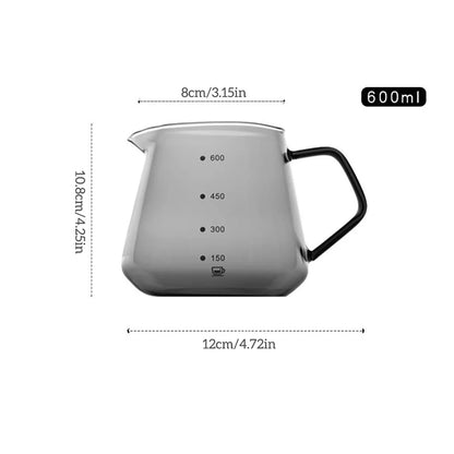 600ML Glass Coffee Server – Pour Over Drip Pot for Home & Camping