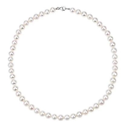 8MM Pearl Bead Strand Necklace – Handmade Unisex Jewelry for Women, Men & Girls