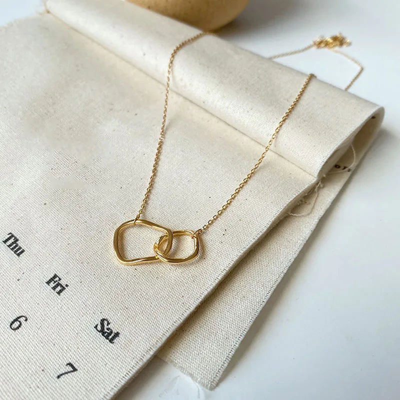 Two Round Shaped Necklaces Female Exquisite Geometric Women Chain Choker Neck Necklace Birthday Gift for Ladies Fashion Jewelry