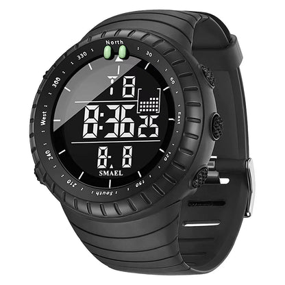 Black digital watch with SMAEL branding on a white background