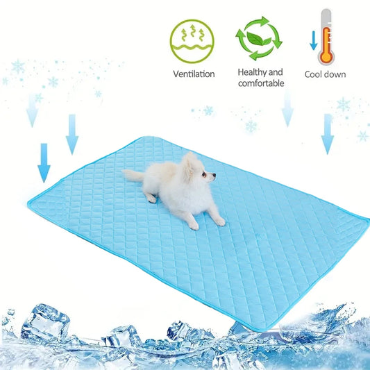 Portable Dog Cooling Mat - Ice Silk Pet Pad for Indoor & Outdoor Use