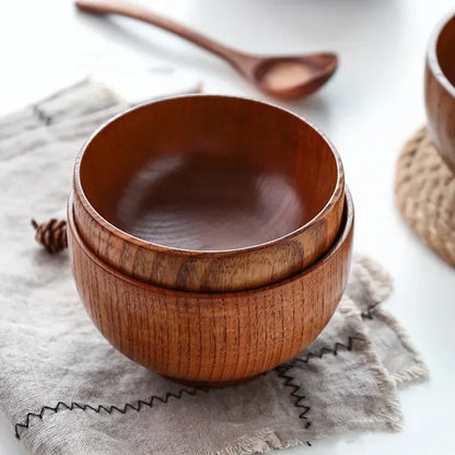 Japanese Jujube Wood Round Soup Bowl – Large Creative Children's Rice & Tableware Bowl