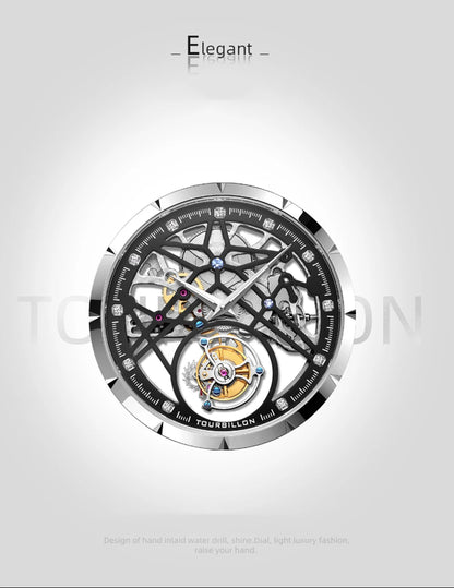 AESOP Flying Tourbillon Skeleton Mechanical Watch – Sapphire Mirror, Men's Luxury Timepiece