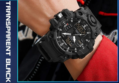 SANDA 6126 Digital Watch – Dual Display, Waterproof Military Sport, Alarm & Stopwatch