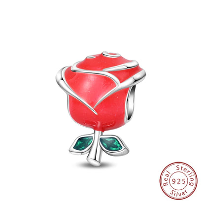 925 Sterling Silver Red Wine, Chili & Dumbbell Charm Bead – Fun DIY Jewelry