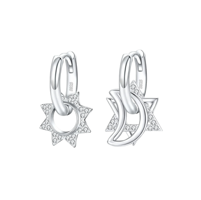925 Sterling Silver Sparkling Hoop Earrings – Moon Pearl Heart Crystal Jewelry for Women