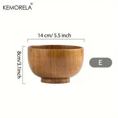 Natural Wooden Rice Bowl – Household Salad, Ice Cream & Fruit Food Storage Tableware