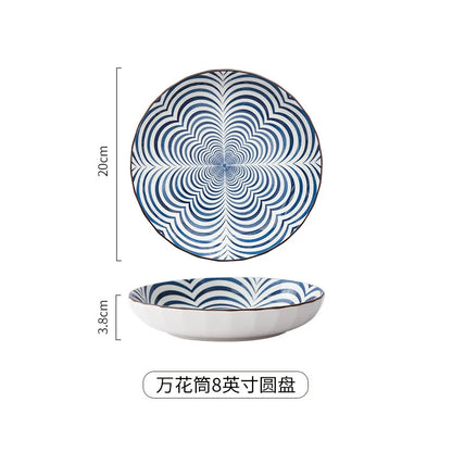 Japanese Ceramic Underglaze Rice Bowl – Colorful Tableware Dishes for Home & Restaurant