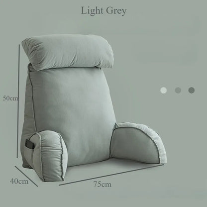 Headboard Backrest Pillow with Armrests 75x40x50cm – Washable Neck & Waist Protection Cushion for Bed & Sofa