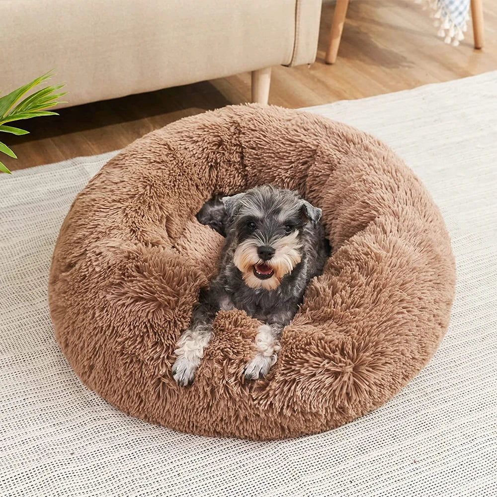 40-90cm Round Plush Pet Bed - Winter Warm Dog & Cat Bed for Medium-Large Pets