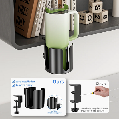 Desk Cup Holder – No-Drill ABS Drinkware Holder for Wooden Surfaces