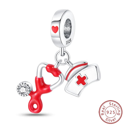 925 Sterling Silver Red Wine, Chili & Dumbbell Charm Bead – Fun DIY Jewelry