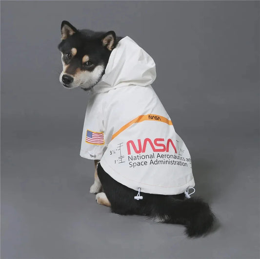 Reflective Space Suit Dog Raincoat - Waterproof Hoodie for All Sizes