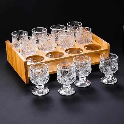 Diamond Carved Crystal Goblet – 6pcs High Foot Glass for Bar & Restaurant
