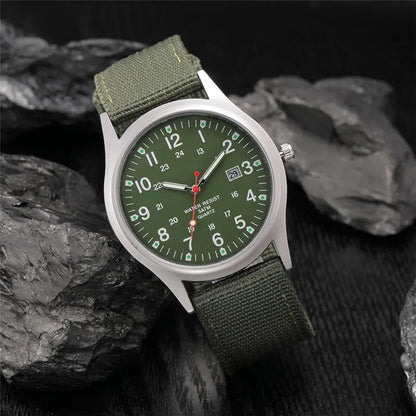 1pc / lot Cheap Watches For Men Fashion Nylon Band Military Army Sports Date Quartz Watch Erkek Barato Saat Reloj Hombre Black - BeeTrendyShop.COM