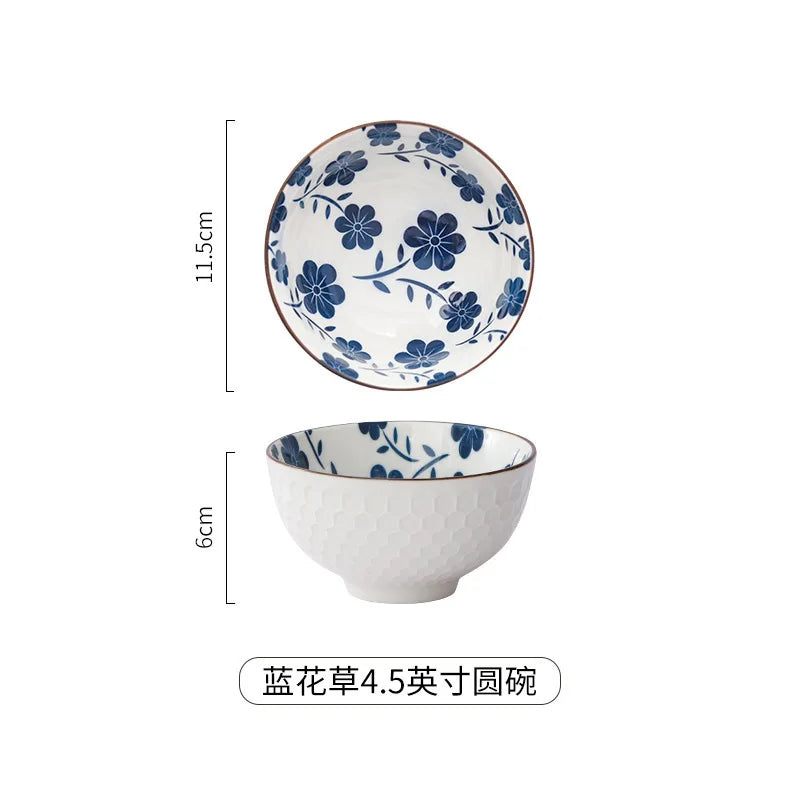 Japanese Ceramic Tableware Underglaze Color Dishes Rice Bowl