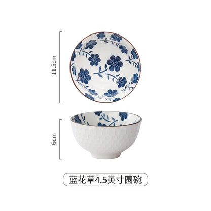Japanese Ceramic Underglaze Rice Bowl – Colorful Tableware Dishes for Home & Restaurant