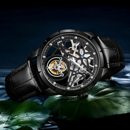 AESOP Flying Tourbillon Skeleton Mechanical Watch – Sapphire Mirror, Men's Luxury Timepiece