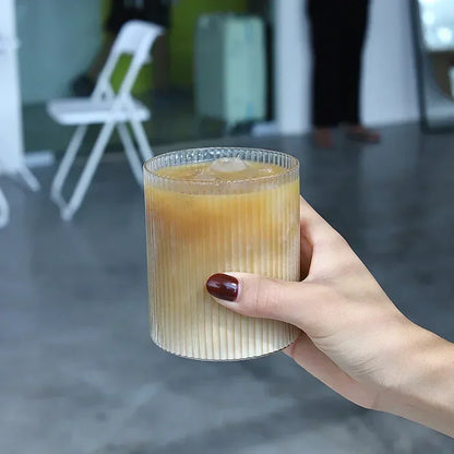 Japanese Striped Glass Coffee Cup – Water Wine Whiskey Juice Wineglass