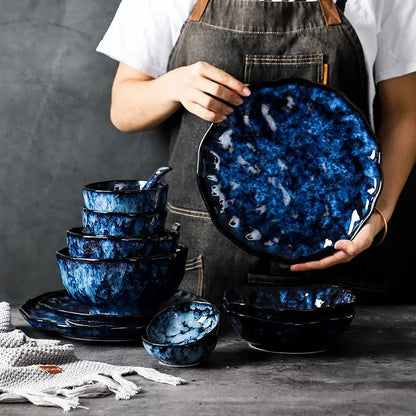 Creative Irregular Ceramic Tableware Set – Soup Bowl, Salad Bowl, Dessert & Fish Plate
