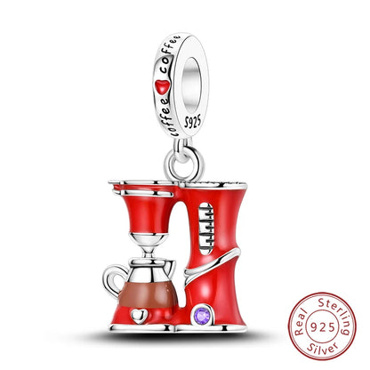 925 Sterling Silver Red Wine, Chili & Dumbbell Charm Bead – Fun DIY Jewelry