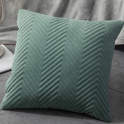 Velvet Plaid Cushion Cover 45x45cm – Embroidered Sofa & Bed Pillowcase