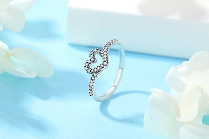 925 Sterling Silver Love Heart Crown Ring – Rose Gold Engagement Jewelry