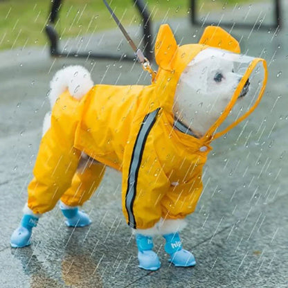 Dog Raincoat with Bear Hood – Waterproof Full Body Rain Jacket for Puppies & Small Dogs | XS–XXL