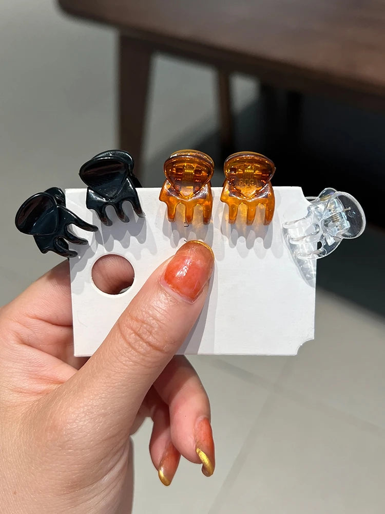 Mini Hair Claw Clips – Black Plastic Hairpins for Women, Girls & Kids